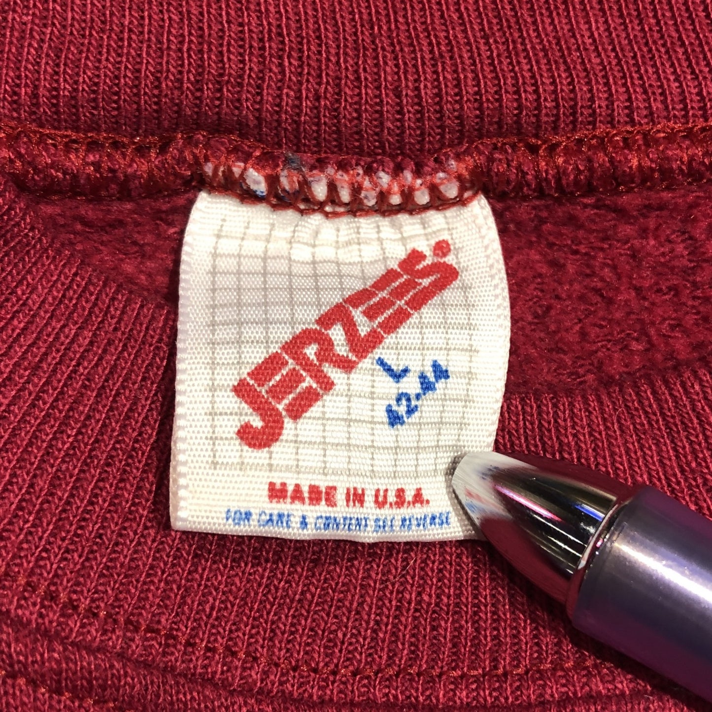 80s jerzees USA製 無地ラグランスウェット 赤色 L