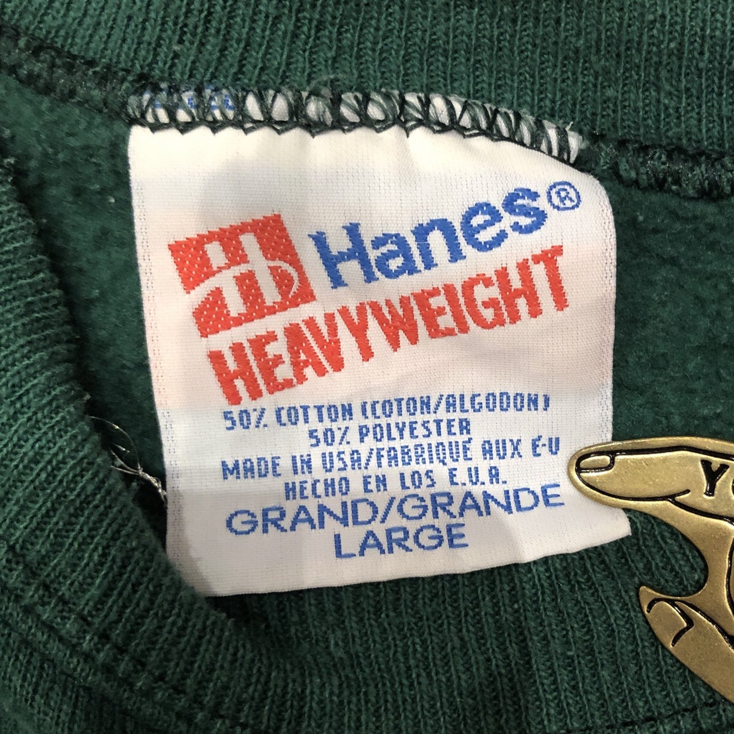 90s Hanes HEAVYWEIGHT USA製 無地スウェット L 緑 LARGE