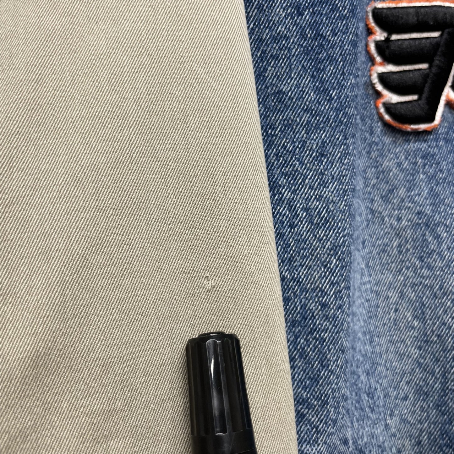 90s vintage 古着 ビンテージ デニムジャケット ワッペン チームロゴ ワンポイント デニム