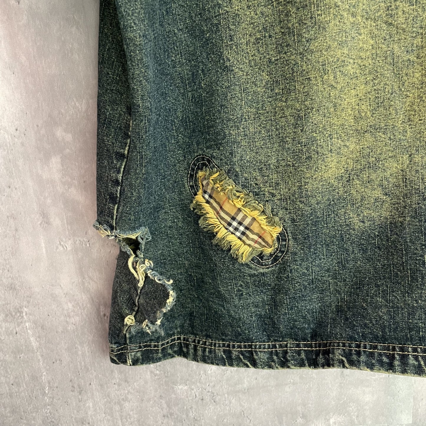 00s vintage 古着 ビンテージ ダメージ加工 デニムジャケット インディゴ ストリート オーバーサイズ Y2K