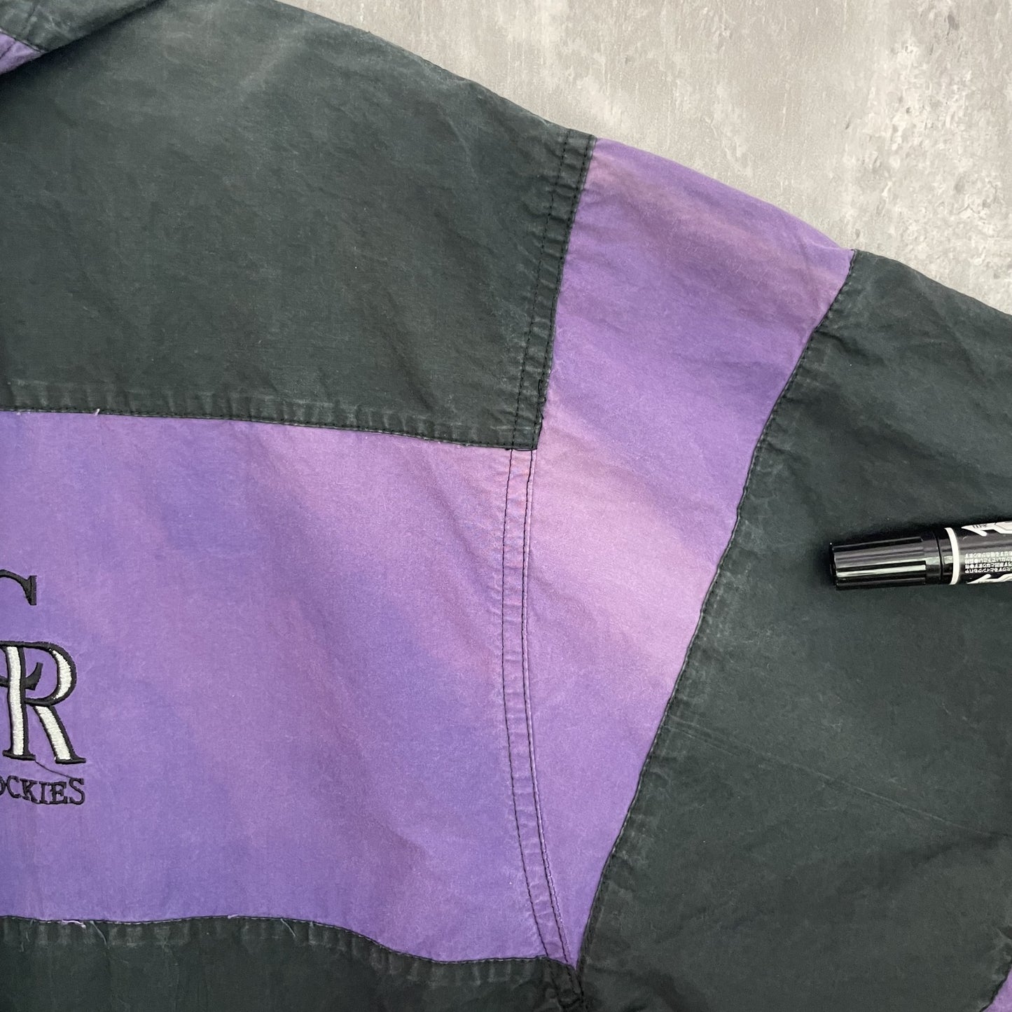 90s vintage 古着 ビンテージ ロッキーズ MLB ナショナルリーグ ROCKIES フルジップジャケット ツートンカラー 胸ロゴ ベースボール