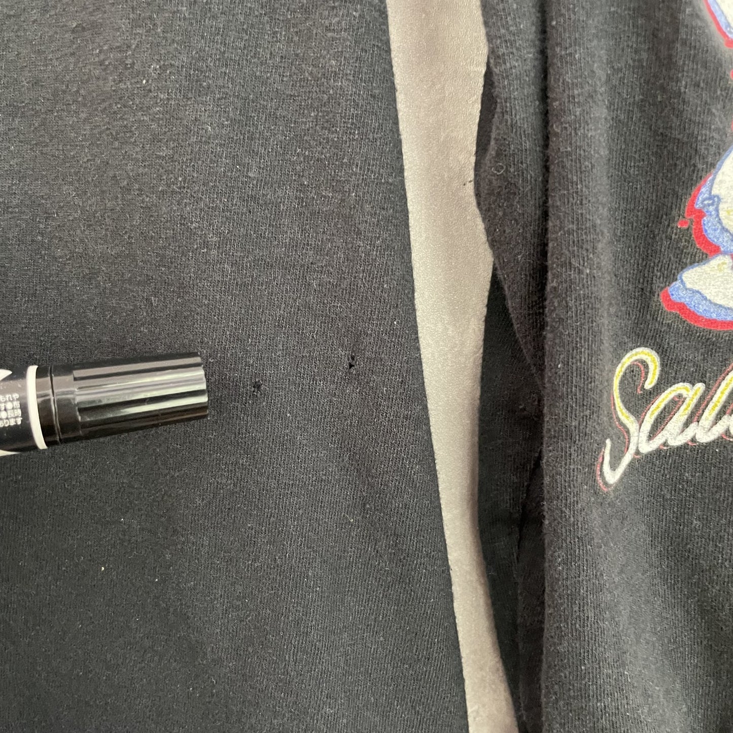 vintage 古着 ビンテージ ロンT 両面プリント バイカー 胸ポケット スケーター ストリート ブラック