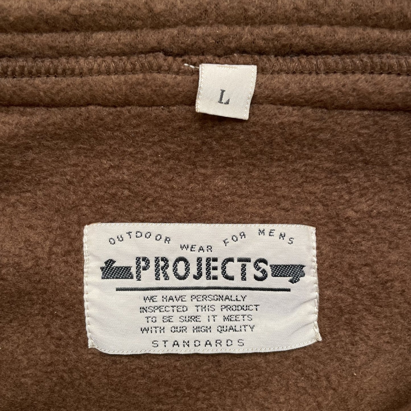 90s vintage 古着 ビンテージ ハーフジップフリース ブラウンジャケット 胸刺繍 インディアン ドローコード付 PROJECTS