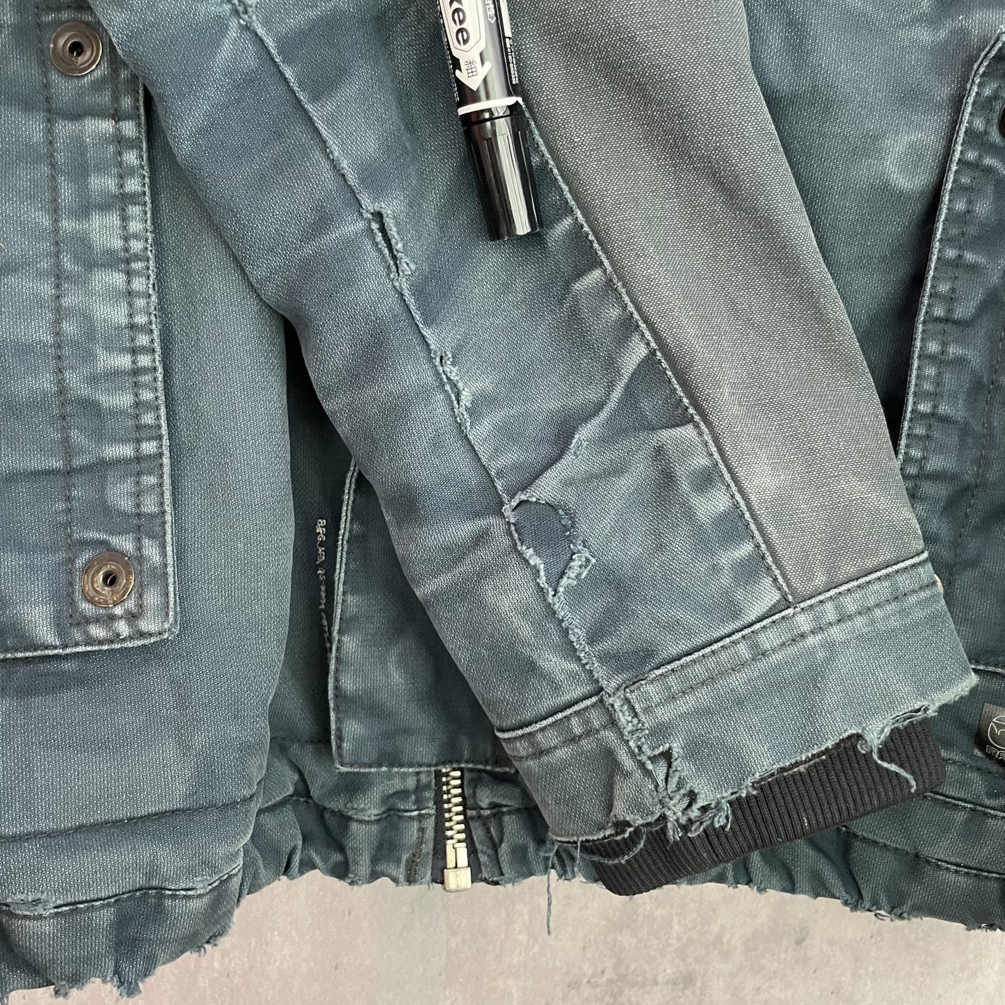 古着 00s vintage ビンテージ ジースター G-STAR デニムブラウド ジッパー付き スナップボタン ダメージ加工