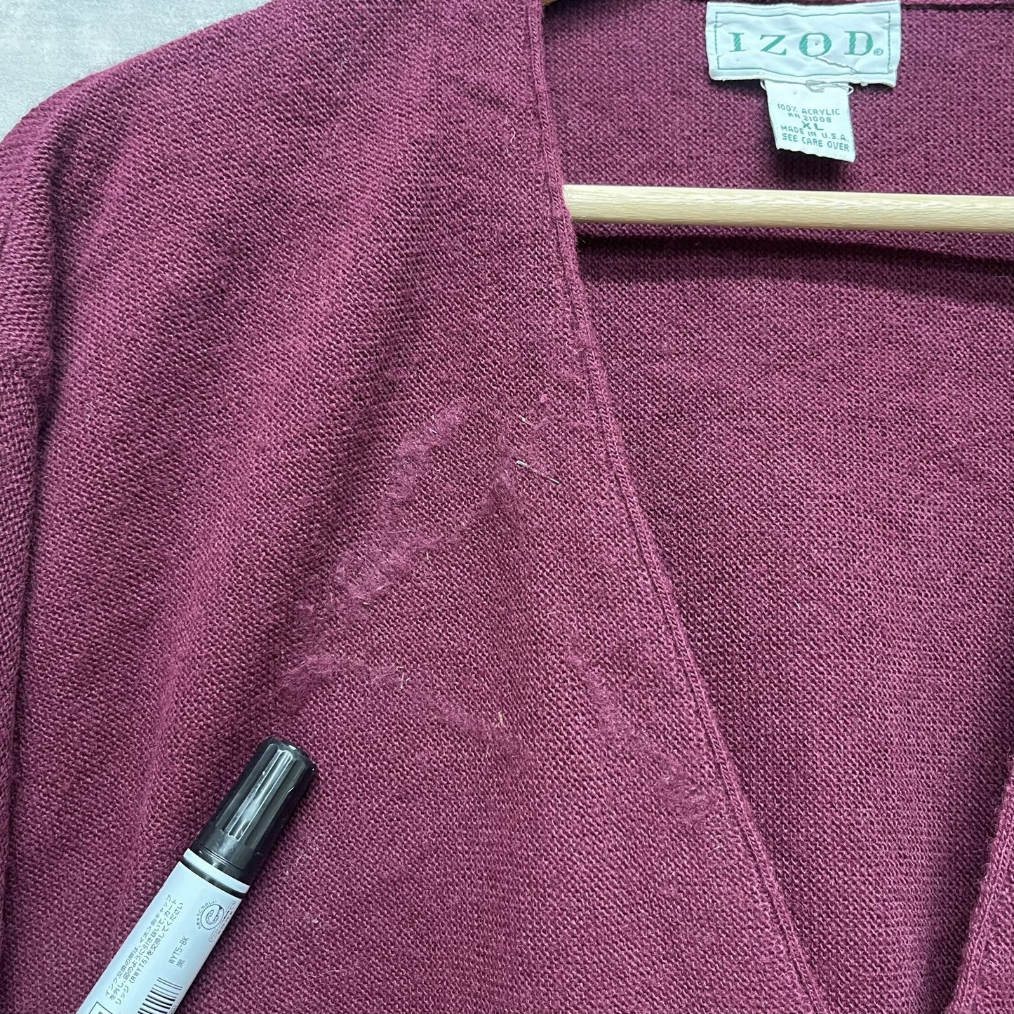 90s vintage IZOD 古着 ビンテージ アイゾッド カーディガン メンズ アクリルニット 刺繍ロゴ USA製