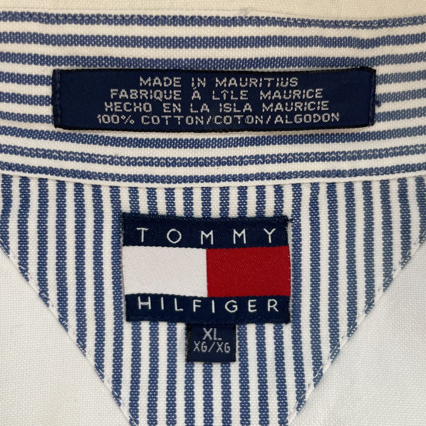 90s vintage 古着 ビンテージ トミー TOMMY HILFIGER トミーヒルフィガー 長袖シャツ 刺繍ロゴ ダウンボタン