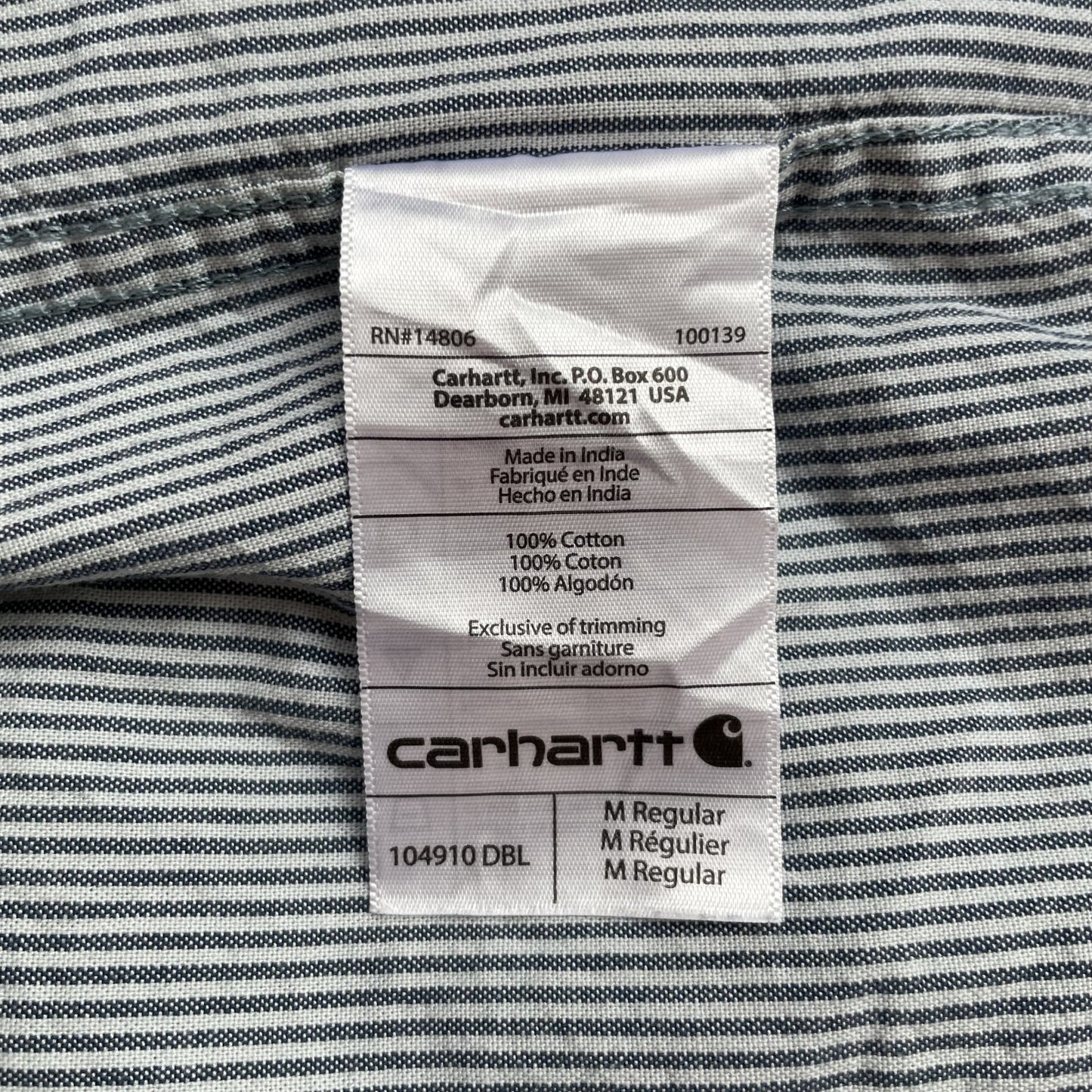 00s vintage 古着 ビンテージ カーハート Carhartt 長袖シャツ ストライプ柄 ボタンダウン ワンポイントロゴ LOOSEFIT