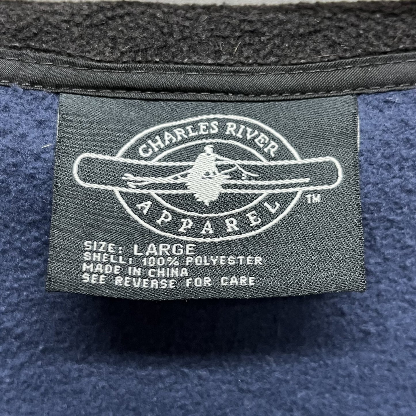 00s vintage 古着 ビンテージ フリースジャケット CHARLES RIVER フルジップ チャールズリバー 企業刺繍 フルジップ ネイビー