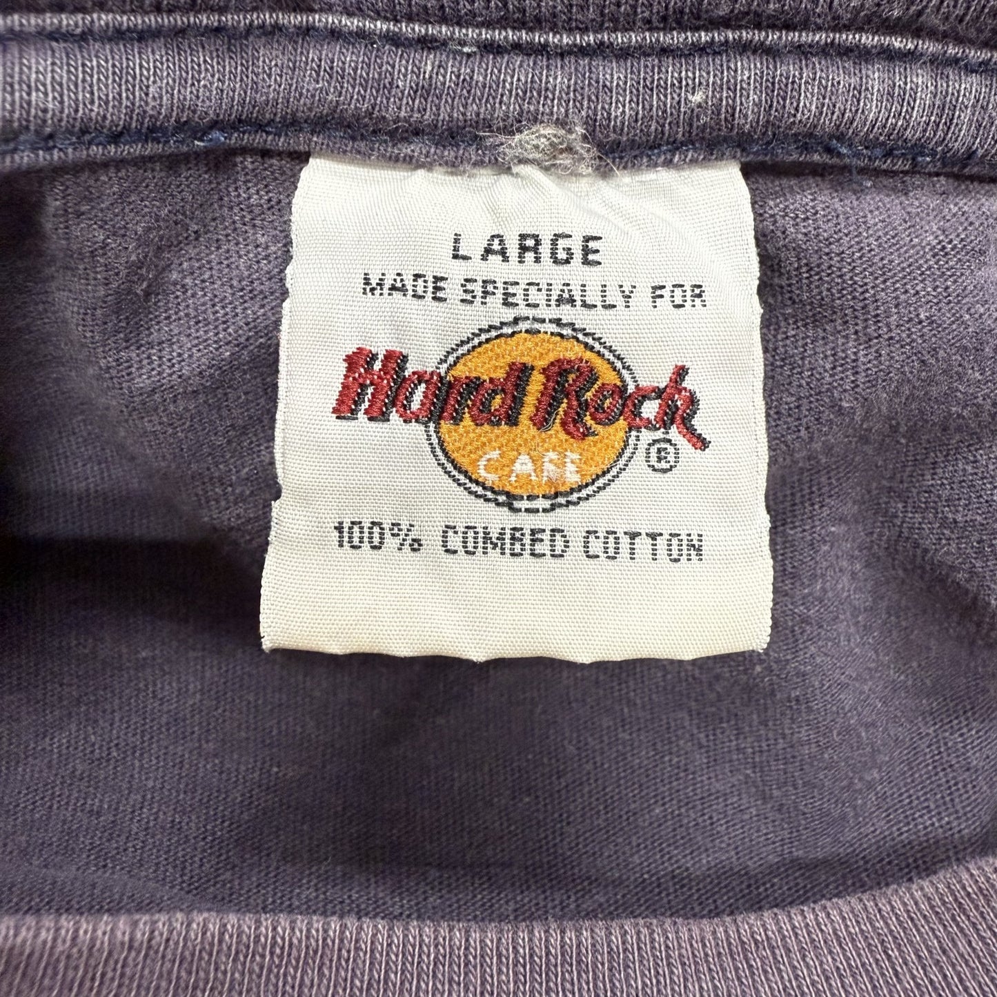 90s vintage 古着 ビンテージ ハードロック HardRock 胸元ロゴ バックプリント グレー