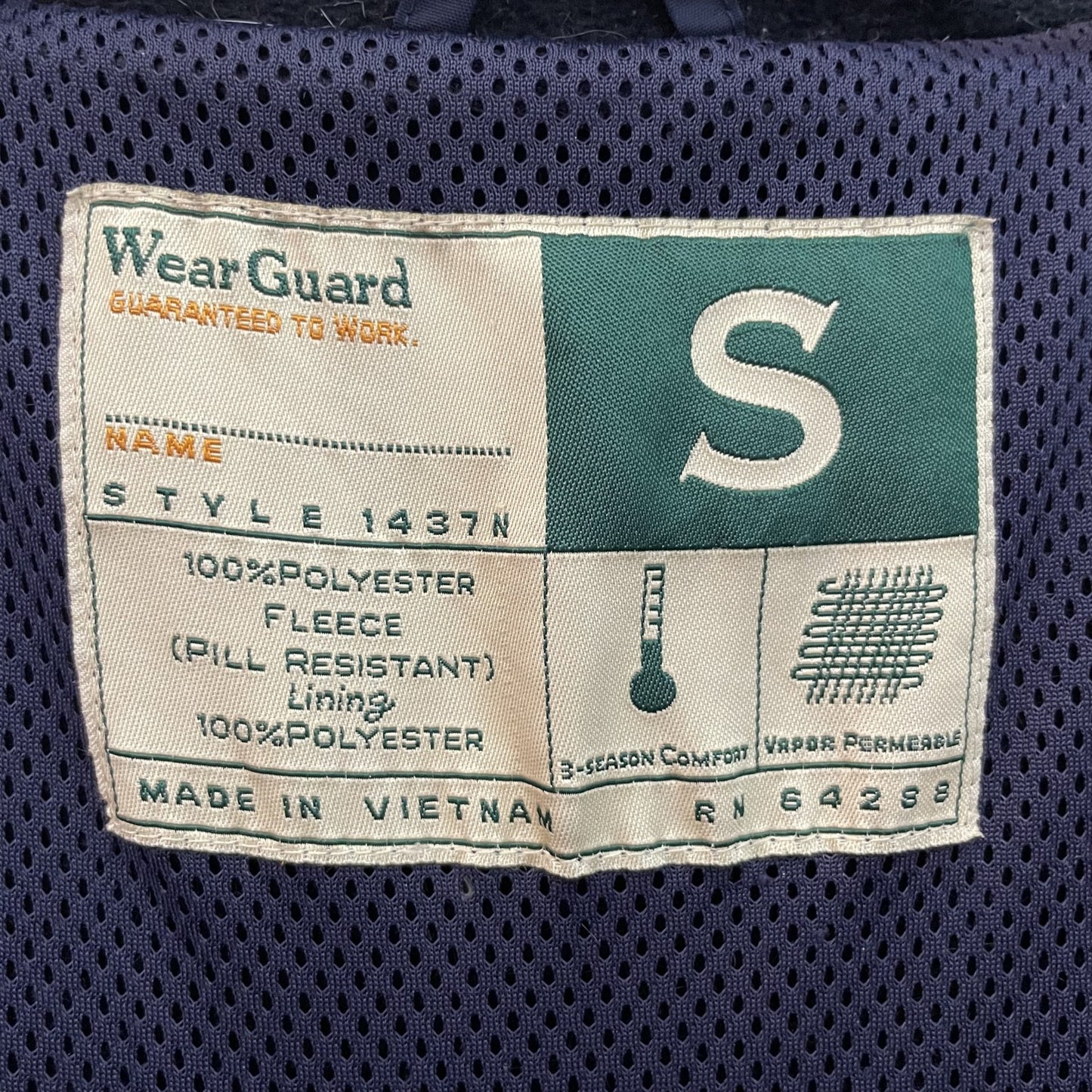 90s vintage 古着 ビンテージ wearGuard 無地 フリースジャケット フルジップ 裏地メッシュ モノトーン