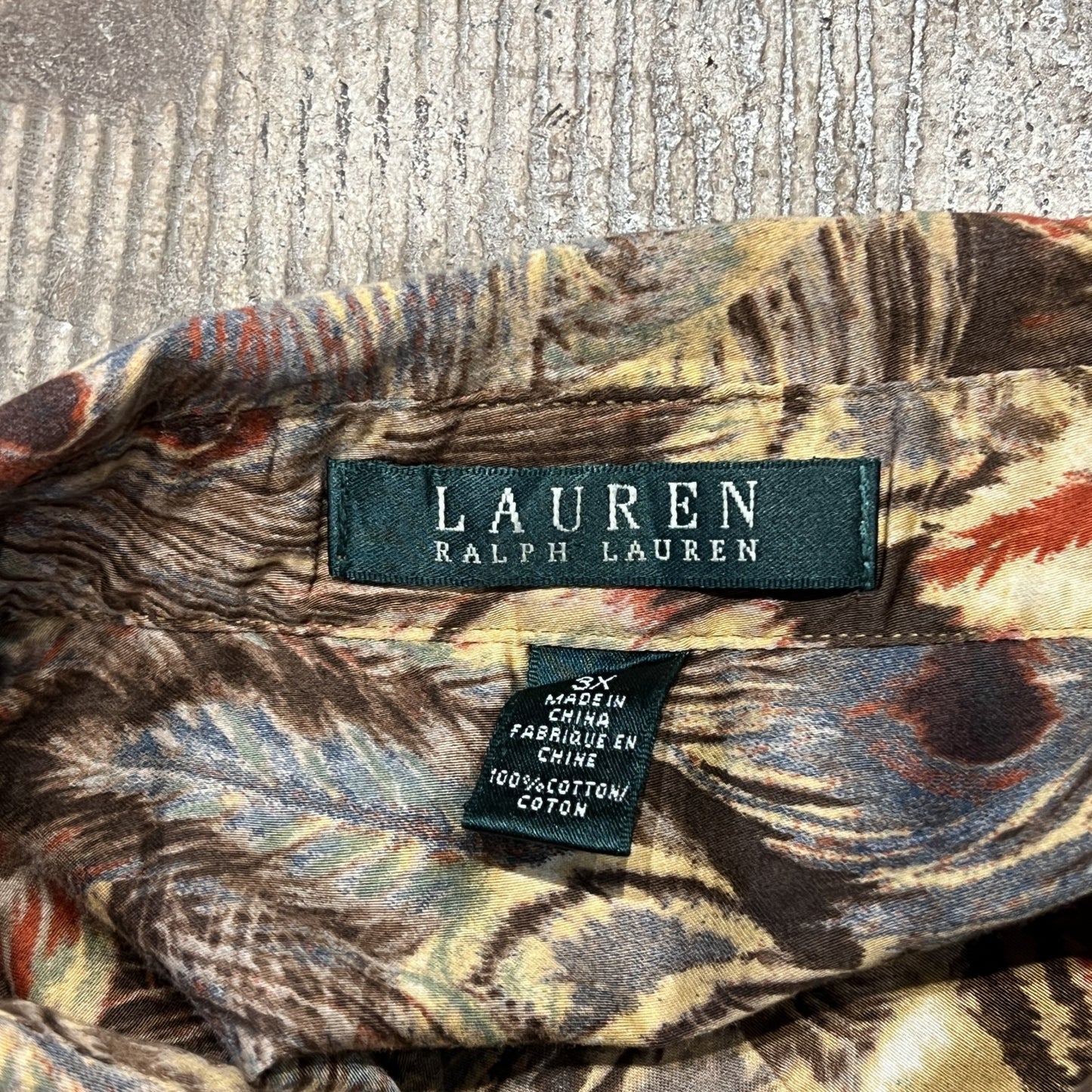 Lauren Ralph Lauren 孔雀柄シャツ 短丈 オーバーサイズ