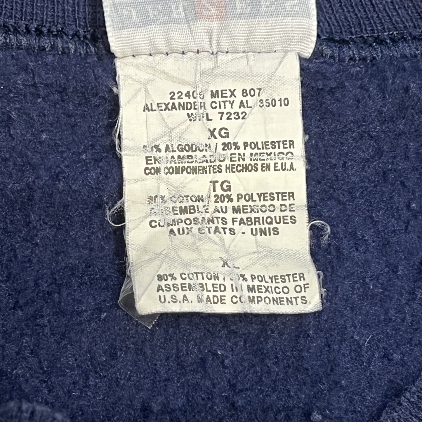 00s JERZEES SPX 企業ロゴ 刺繍胸ワンポイントスウェット ネイビー XL