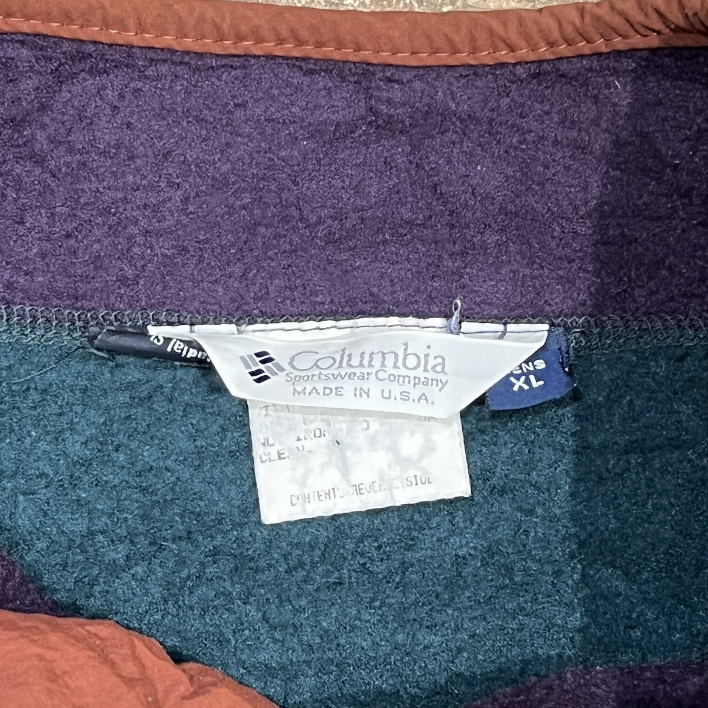 90s Columbia USA製ハーフボタン フリースジャケット マルチカラー X L