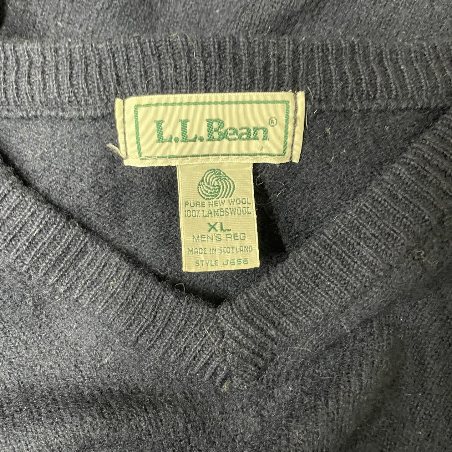 90s vintage 古着 ビンテージ エルエルビーン ラム ウール ニット ネイビー アウトドア