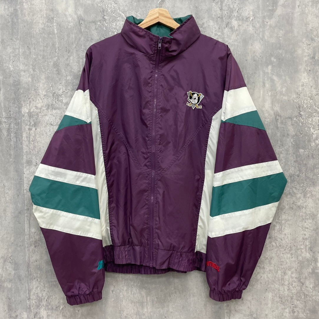 90s NUTMEG NHL MIGHTY DUCKS ナイロンジャケット アナハイムマイティダックス CCM ブルゾン ホッケー チーム系 ライトアウター 古着 L