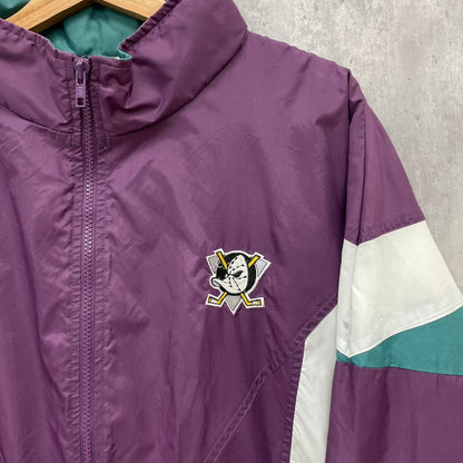 90s NUTMEG NHL MIGHTY DUCKS ナイロンジャケット アナハイムマイティダックス CCM ブルゾン ホッケー チーム系 ライトアウター 古着 L