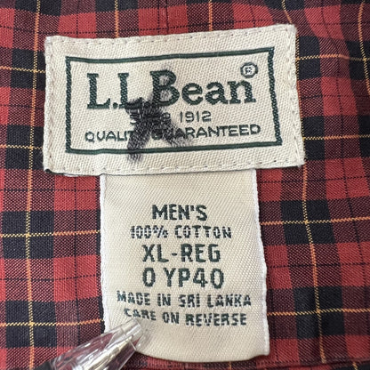 90年代 LLBean エルエルビーン チェック柄半袖シャツ スリランカ製 XLサイズ