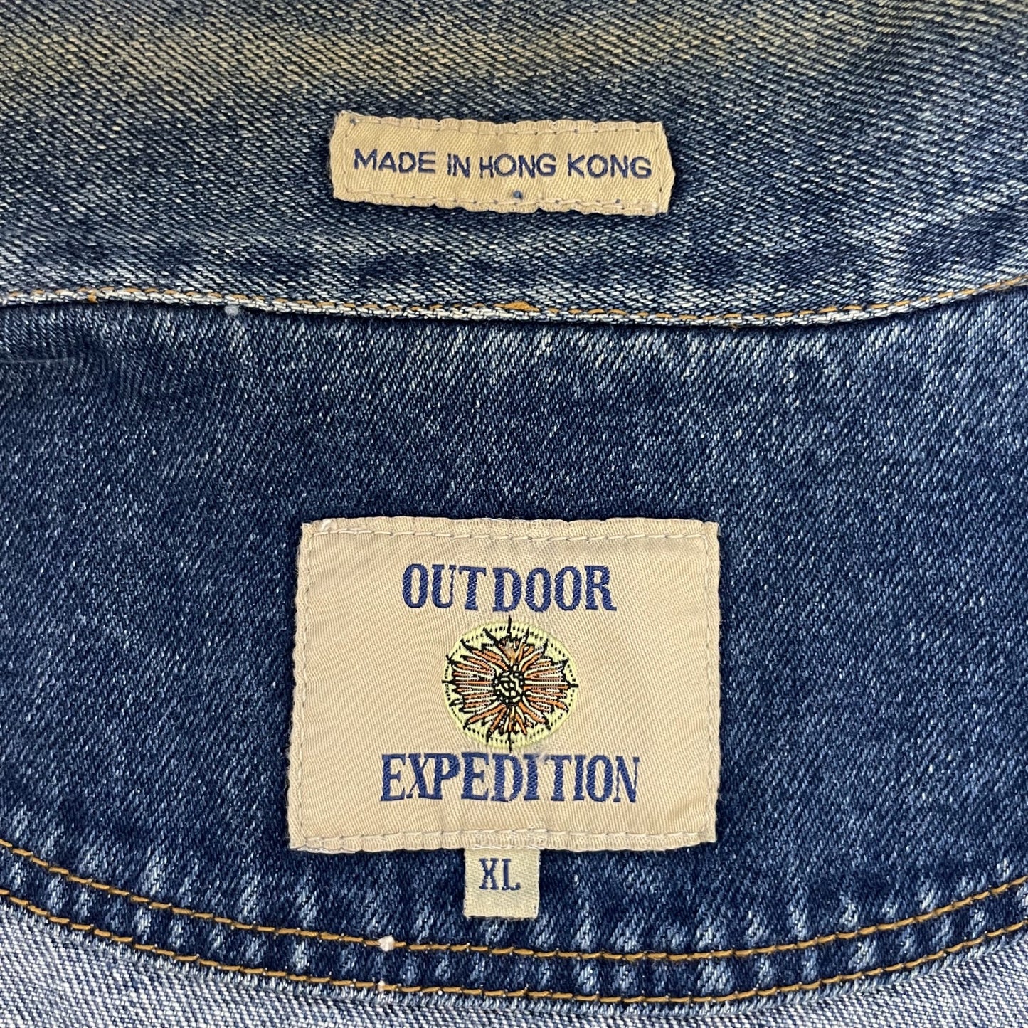 90s vintage 古着　ビンテージ　アウトドア　OUTDOOR EXPEDITION デニムジャケット　インディゴ　Gジャン　刺繍