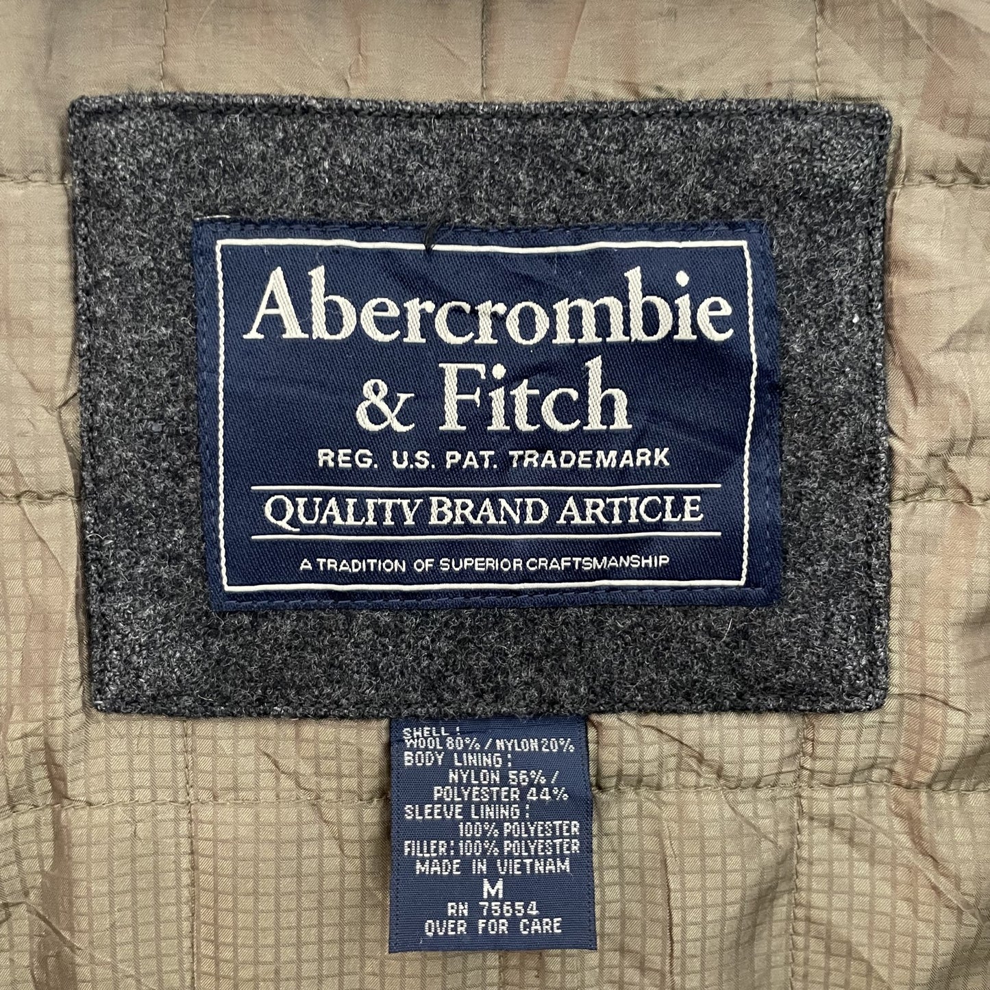 90s vintage 古着　ビンテージ　ウールジャケット　グレー　アバクロ　フルジップ　カジュアル Abercrombie&Fitch