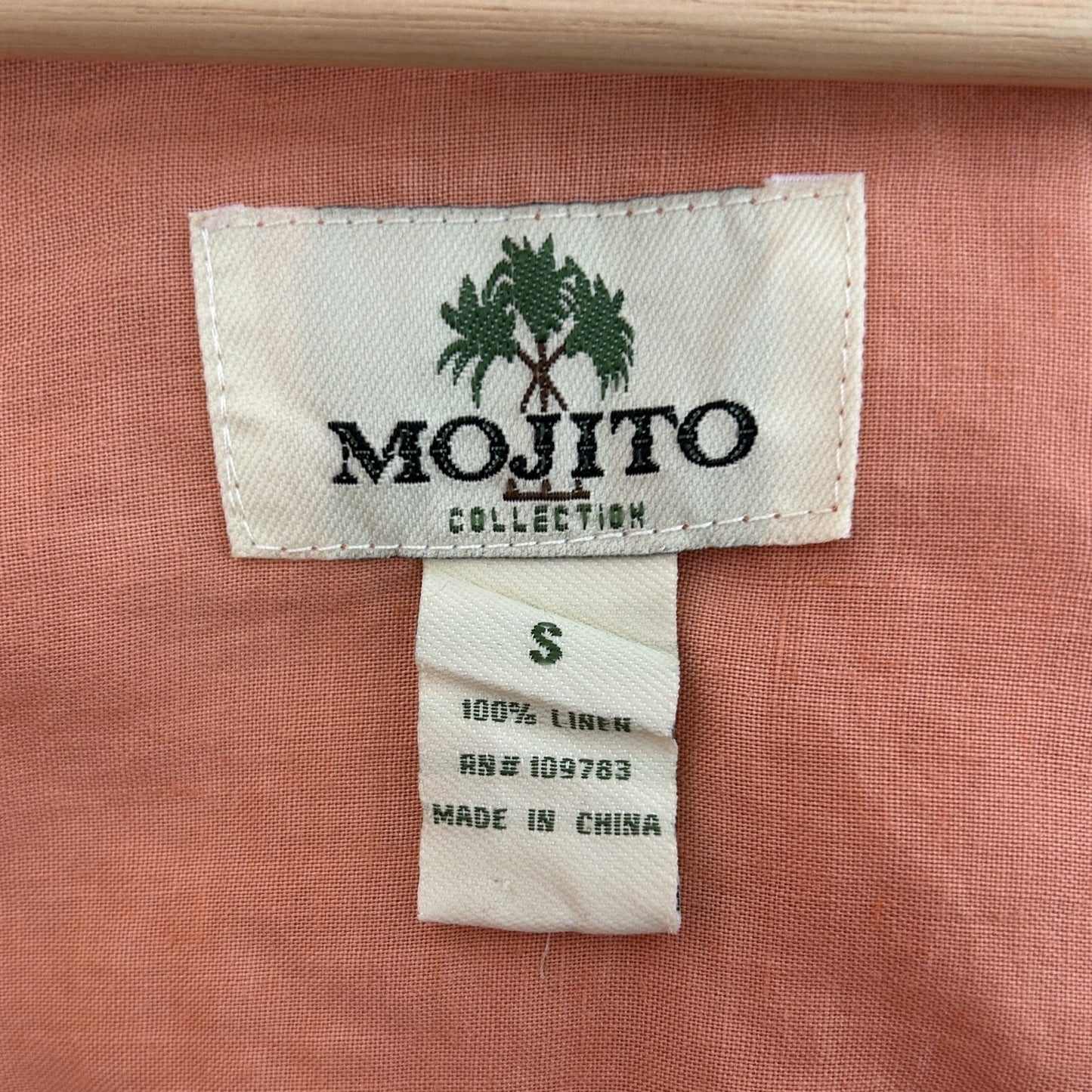 90s vintage 古着　ビンテージ　長袖シャツ　キューバシャツ　ボタンダウン　リネン　MOJITO