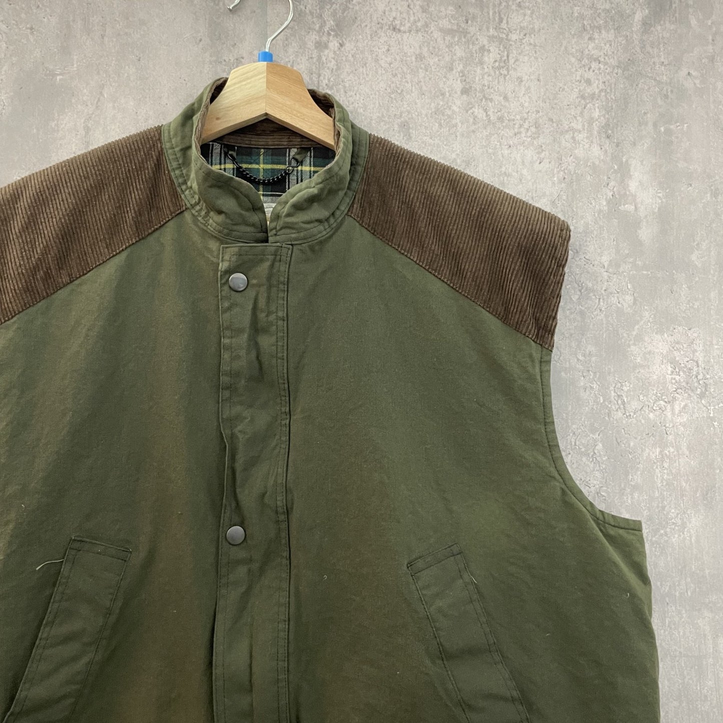 90s vintage 古着　ビンテージ　オイルド　COUNTRY WEAR ベスト　コーデュロイ　ダブルジップ　チェック柄　アメカジ