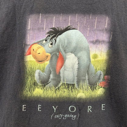 90s Disney ディズニー イーヨ くまのプーさん キャラクター アニメT 半袖 Tシャツ 古着 ビンテージ ネイビー XL