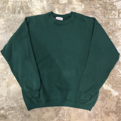 90s Hanes HEAVYWEIGHT USA製　無地スウェット L 緑 LARGE