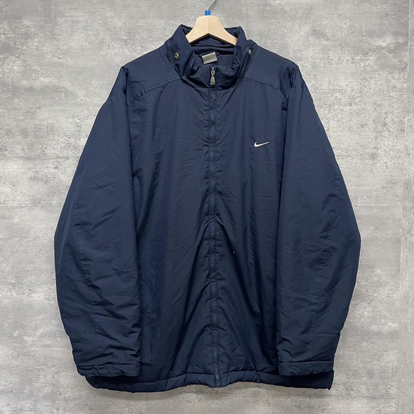 00s vintage 古着　ビンテージ　NIKE ナイキ　ナイロンジャケット　フルジップ　胸元ロゴ　バックロゴ　ネイビー