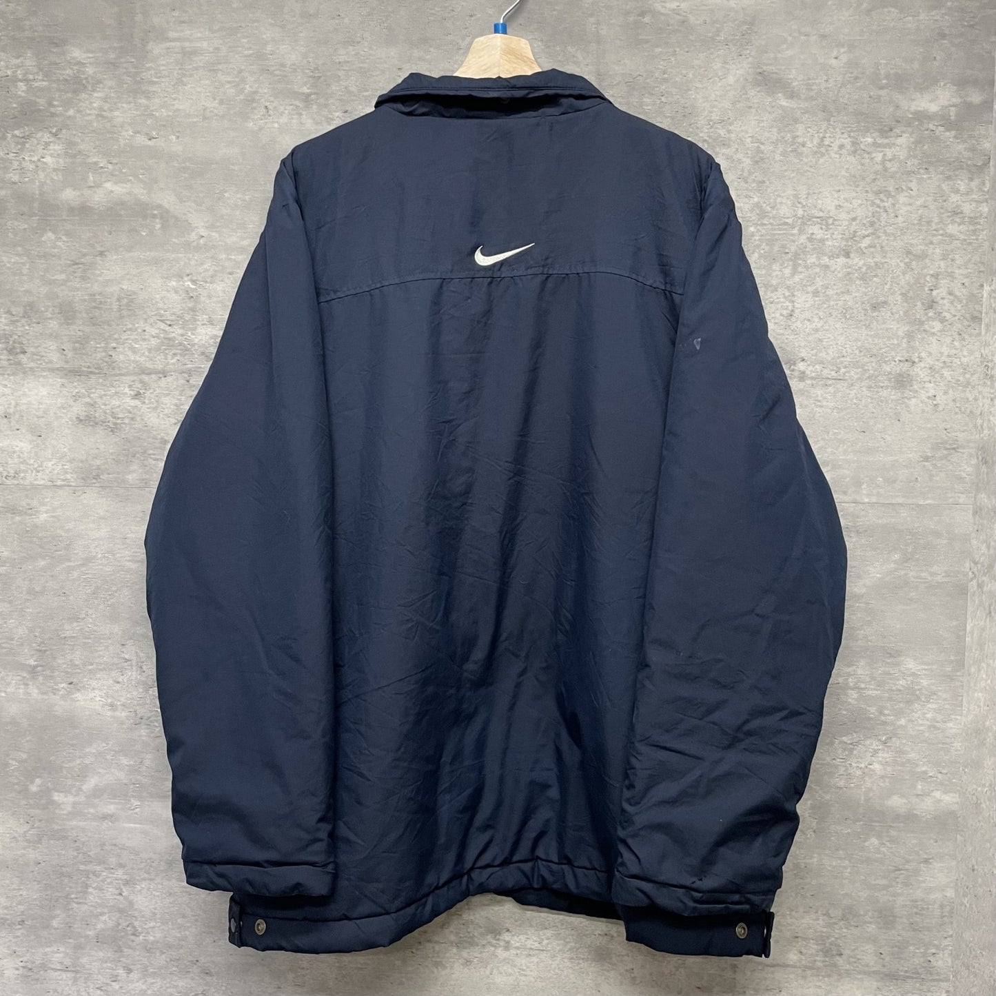 00s vintage 古着　ビンテージ　NIKE ナイキ　ナイロンジャケット　フルジップ　胸元ロゴ　バックロゴ　ネイビー