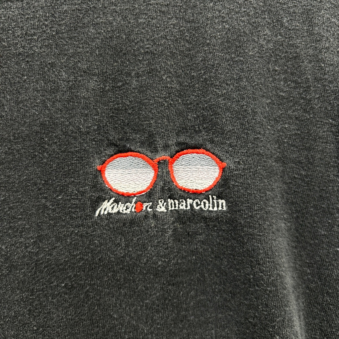 90s USA製 anvil Marcolin Eyewear Tシャツ 半袖 マルコリン アンビル 眼鏡 刺繍 古着 ビンテージ ブラック XL made in usa