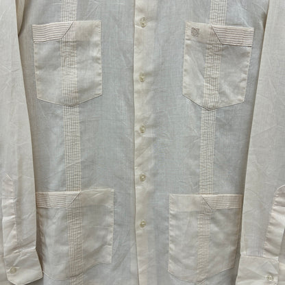 70s GIVENCHY GUAYABERAS キューバシャツ ジバンシィ 長袖シャツ リネン 古着 ビンテージ オールド イタリア デザイナーズ XL相当