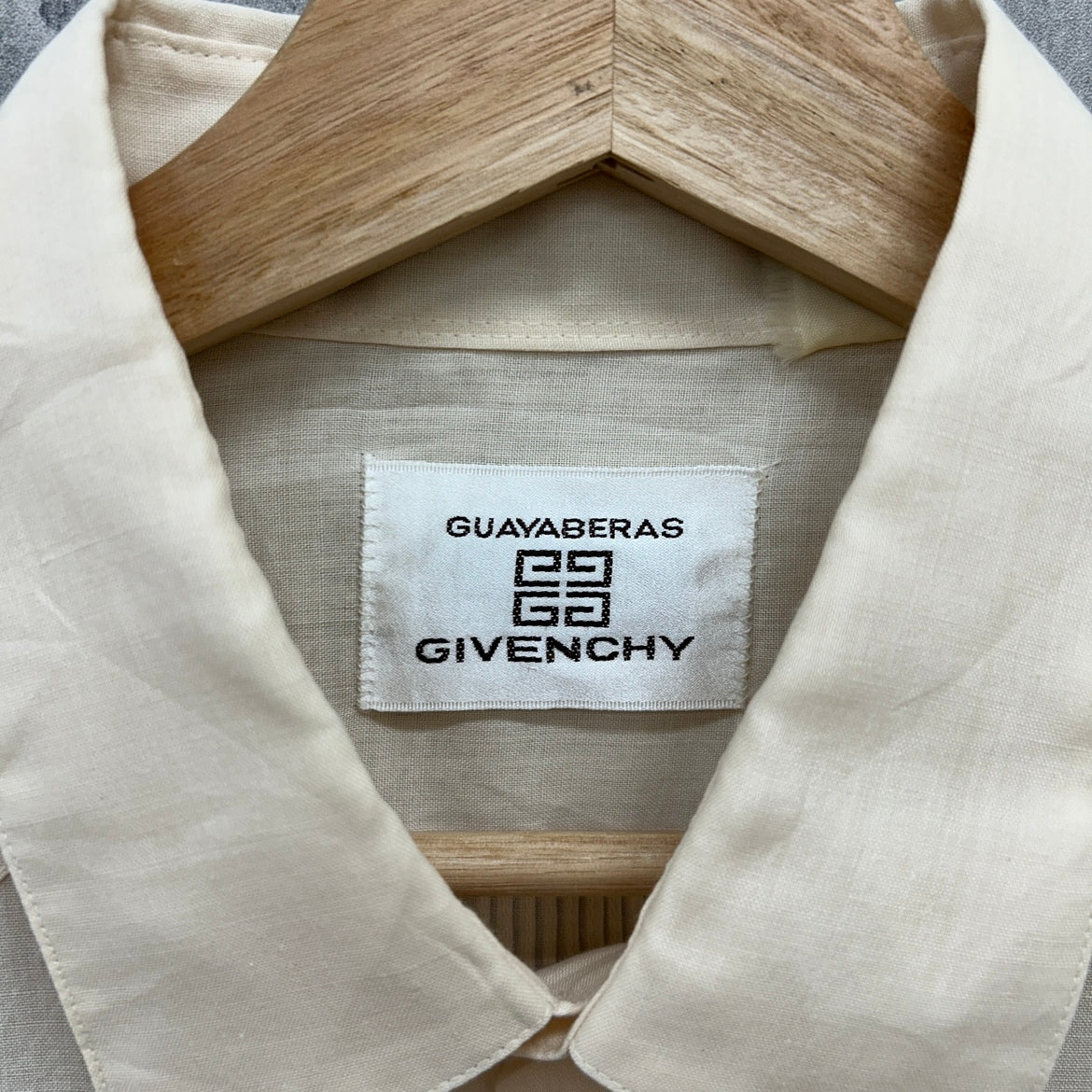 70s GIVENCHY GUAYABERAS キューバシャツ ジバンシィ 長袖シャツ リネン 古着 ビンテージ オールド イタリア デザイナーズ XL相当