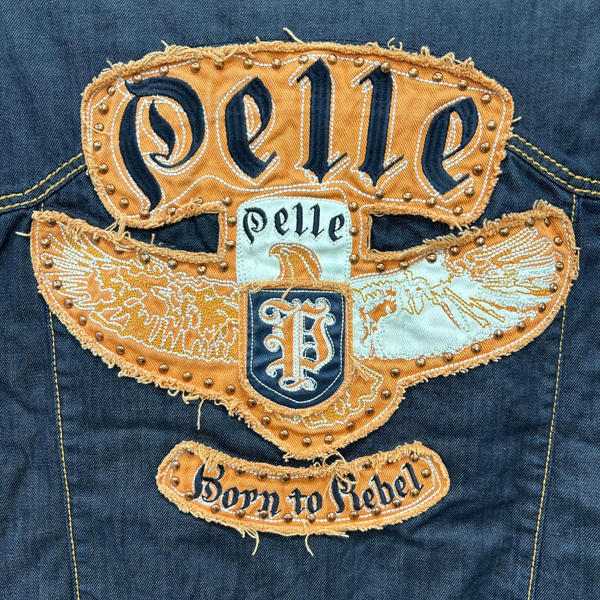 PELLE PELLE デニムベスト ペレペレ Born To Rebel ヒップホップ HIP HOP 古着 ビンテージ ブラック L