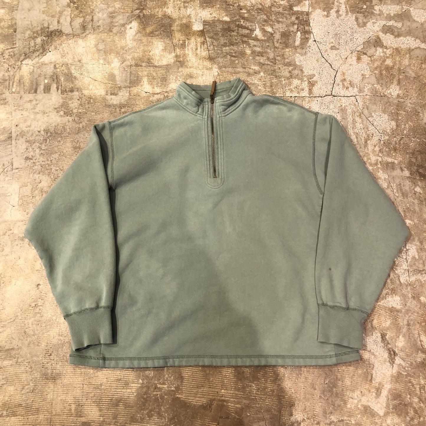 00s ORVIS ブランクハーフジップスウェット　黄緑　XL