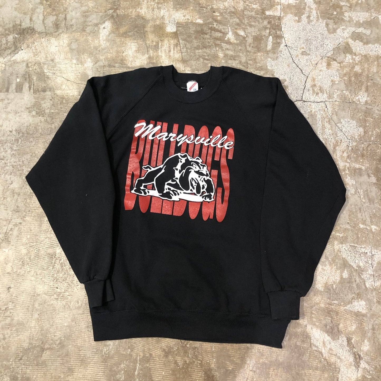 90s JERZEES Marrysville BULLDOGS ラバープリントスウェット　USA製　２X