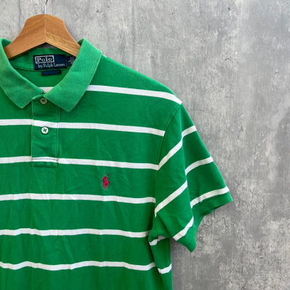 POLO RALPH LAUREN ポロラルフローレ ポロシャツ ボーダー COSTOM FIT 古着 Lサイズ