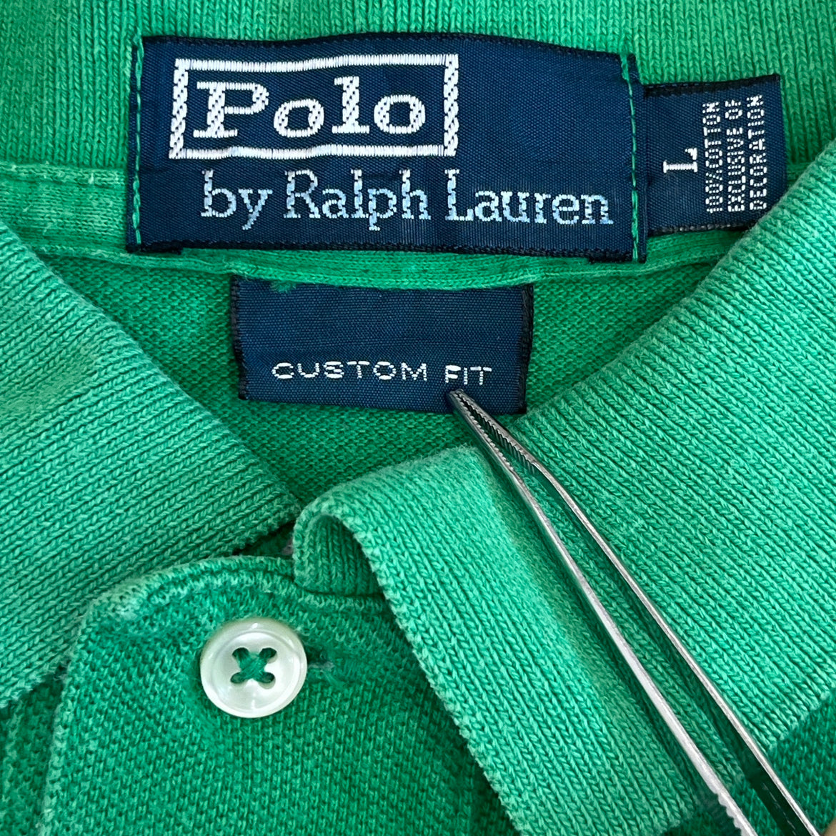 POLO RALPH LAUREN ポロラルフローレ ポロシャツ ボーダー COSTOM FIT 古着 Lサイズ