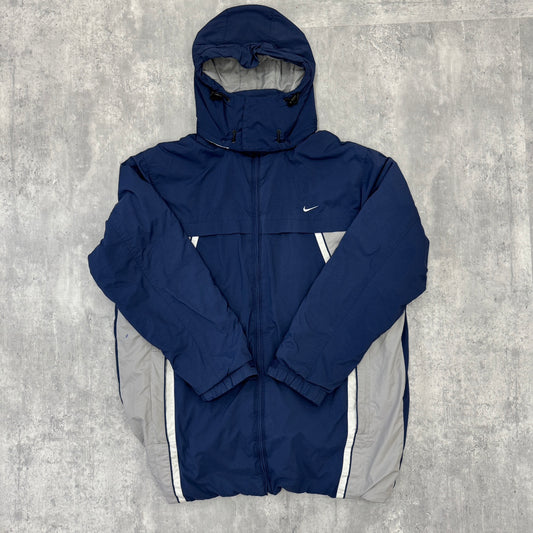 00s Nike ナイキ  Nylon Zip Jacket ミドル丈 インド製 Lサイズ ネイビー