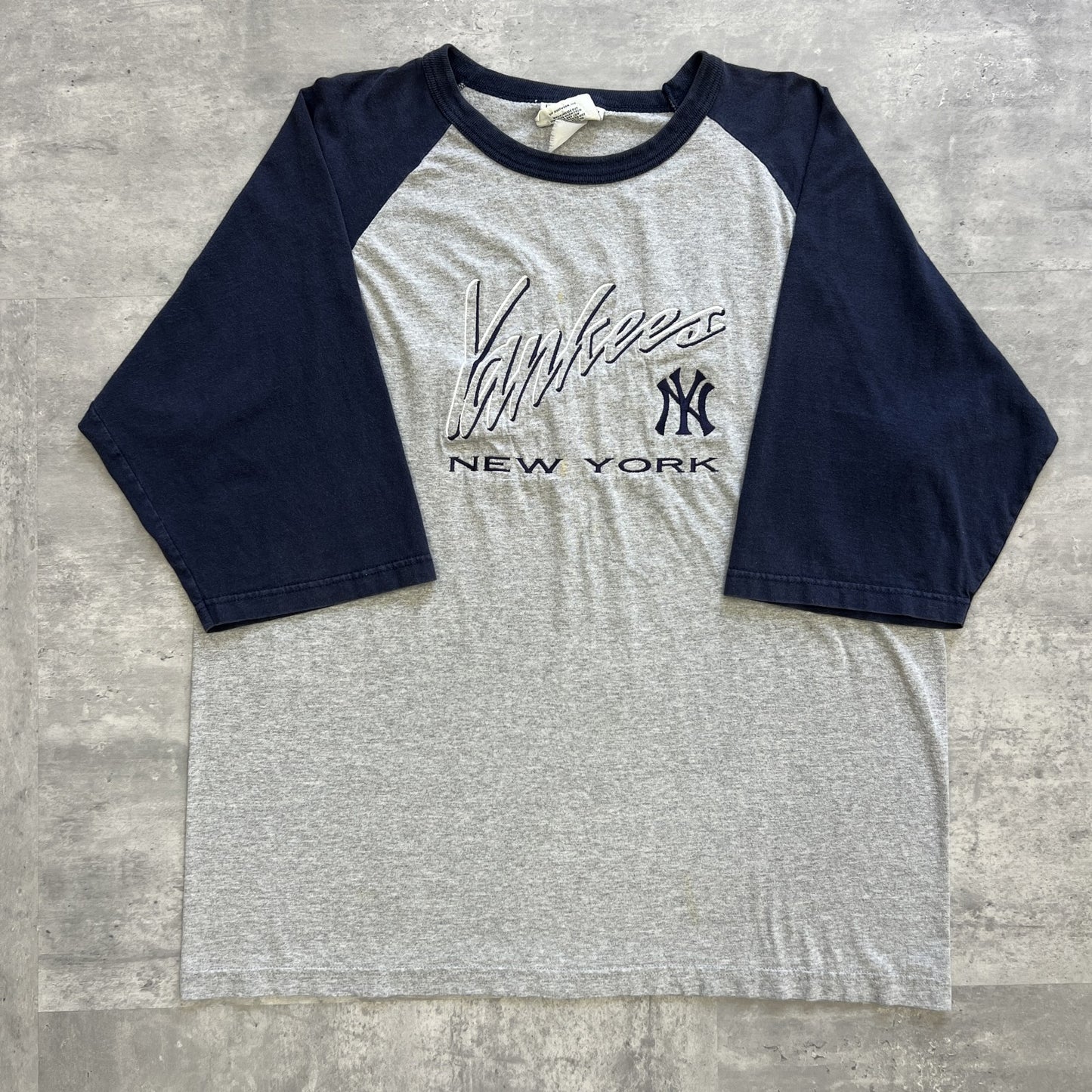 90’s Lee リー ラグラン アメリカ製 New York Yankees ニューヨークヤンキース 刺繍 七分丈 XLサイズ