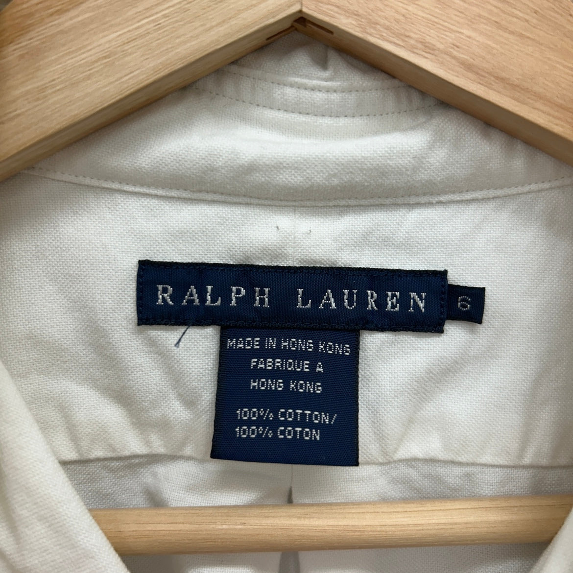 00s POLO Ralph Lauren 長袖シャツ ラルフローレン 企業ロゴ 刺しゅう 古着 ビンテージ ホワイト L相当