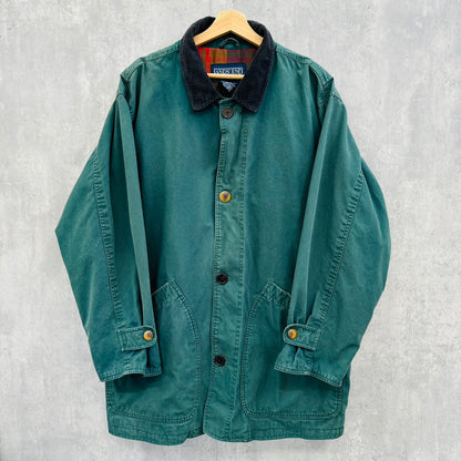 90s vintage 古着 LANDS' END ランズエンド ハンティングジャケット 裏地付き グリーン インドネシア製 Lサイズ