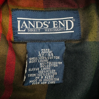 90s vintage 古着 LANDS' END ランズエンド ハンティングジャケット 裏地付き グリーン インドネシア製 Lサイズ