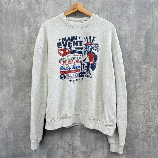 CREWNECK SWEATSHIRT プリントスウェット ボクシング トレーナ XLサイズ グレー