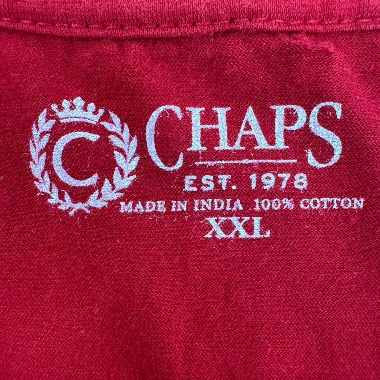 CHAPS プリントＴシャツ 染み込みプリント レッド XXLサイズ