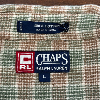 90s' CHAPS 半袖シャツ ボタンダウン チェック ラルフローレン インド製 Lサイズ　