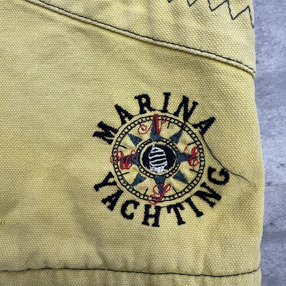 Marina Yachting マリナヨッティング ベスト ジャケット イエロー 刺繍 フードあり 古着