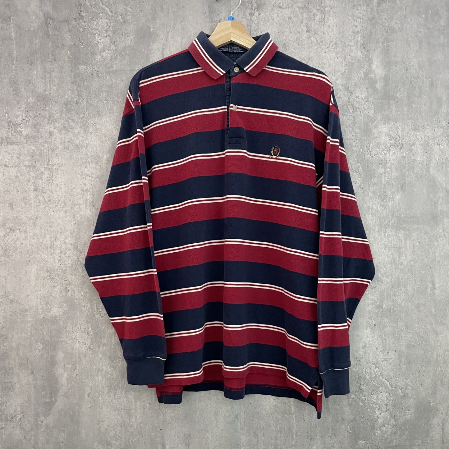 90s vintage 古着　ビンテージ　トミー　TOMMY HILFIGER トミーヒルフィガー　刺繍ロゴ　ラガーシャツ　アメカジ　ストリート