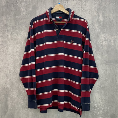 90s vintage 古着　ビンテージ　トミー　TOMMY HILFIGER トミーヒルフィガー　刺繍ロゴ　ラガーシャツ　アメカジ　ストリート