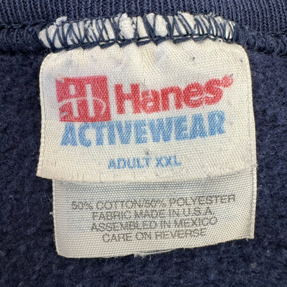 90s' Hanes ヘインズ フロントプリント ネイビースウェット リブ長め