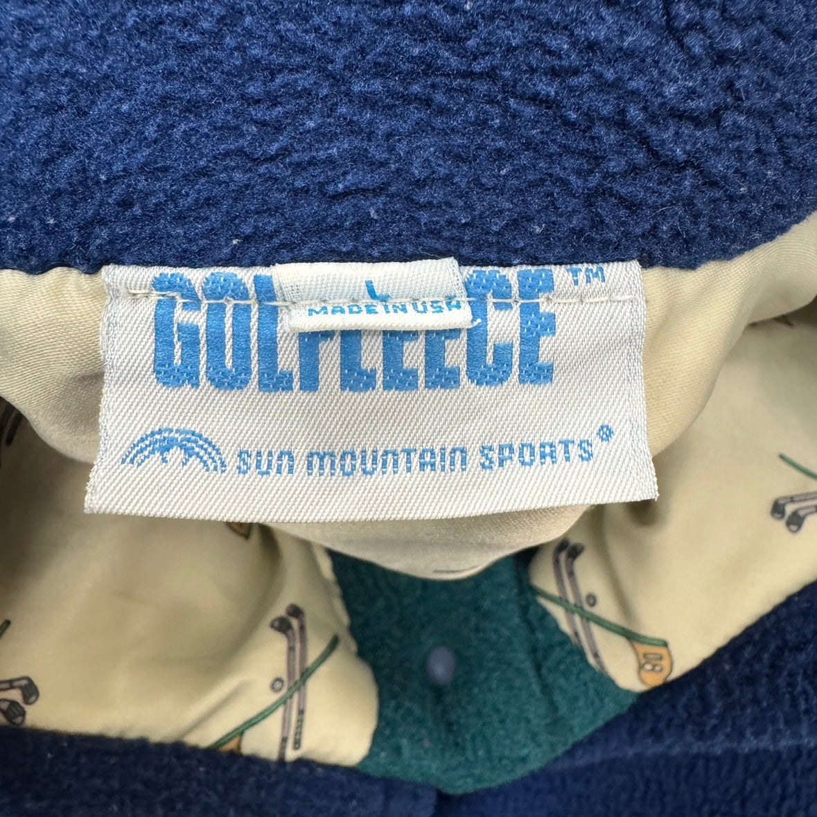 90s vintag 古着 USA製 GOLFLEECE スナップボタン フリース ハーフジップ 裏地付き Lサイズ ブルー